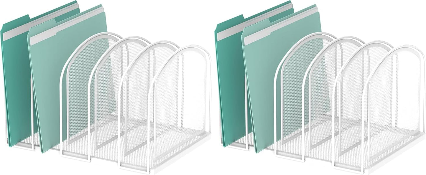 SUPEASY File Organizer for Desk, 5-Section Mesh Desk Organizer, Vertical File Holder Desktop Organizer File Sorter, File Folder Holder for Office Supplies, Black