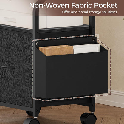 MAHANCRIS Small File Cabinet, Rolling Filing Cabinet for Under Desk with Divider, Single Non-Woven Fabric Drawer File Organizer for A4/Letter Size Documents, Under Desk Storage, Rustic Brown FCHR3001