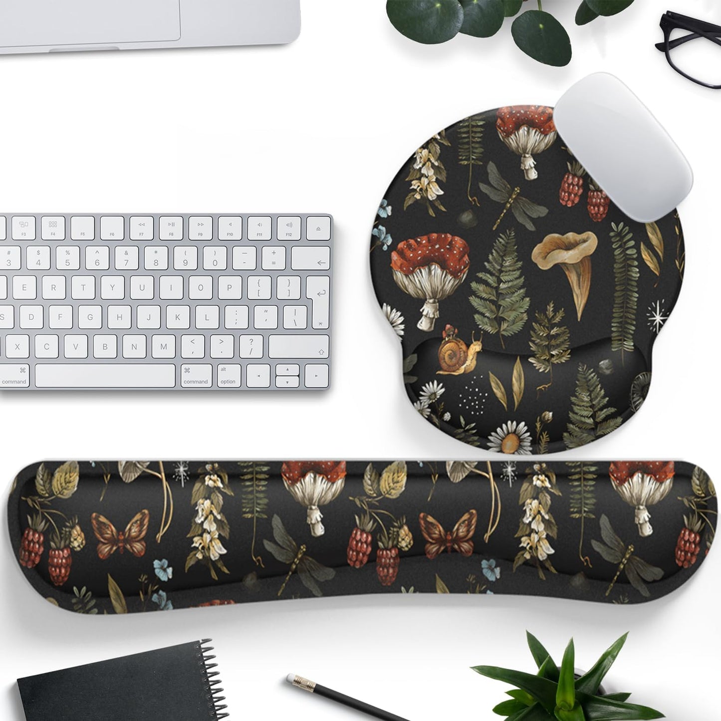 Ghost Book Mousepad with Wrist Rest Halloween Computer Keyboard Mouse Pad Black Cute, Mouse Pad with Wrist Rest for Computer Keyboard, 2 In1 Mousepad with Wrist Support Easy Typing&Relieve Wrist Pai