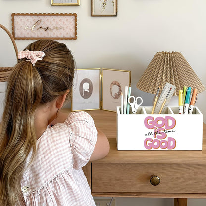 Purple Coquette Bow Pen Pencil Holder for Desk, Girly Office Decor, Preppy Purple Bow Aesthetic Wooden Box Sign Decorations for Girly Room Bedroom Dorm Office Desk Tabletop