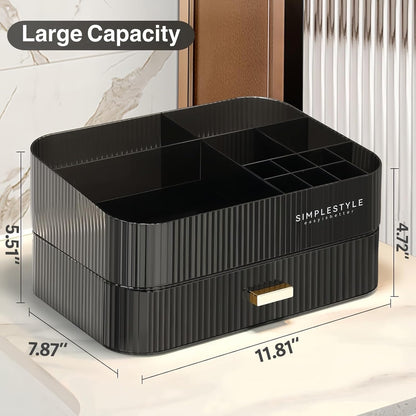 Stackable Cosmetics Organizer Drawers, Bathroom Vanity Makeup Organizers and Storage, Ideal for Desk and Dresser Countertops, Great for Palette, Skincare, Lipsticks, Nail Care. Green