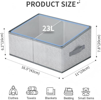 DIMJ Closet Storage Bins, 6 Pack Storage Baskets for Shelves, Foldable Closet Organizer with Handle, Linen Closet Organizers and Storage for Clothes, Toys, Towel, Books (Black)