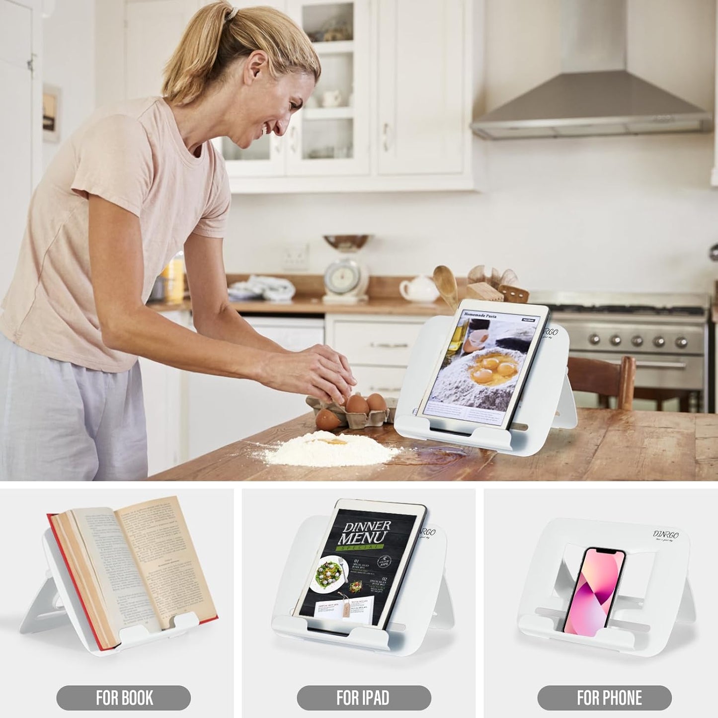 Portable Book Stand Book Holder Book Rest for Kids Reading Hands Free Cookbook Holder Textbook Stands Music Stand Lightweight Waterproof Book Stand Gifts School Supplies (Purple 11.82" *8.26")