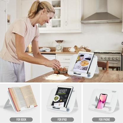 Portable Book Stand Book Holder Book Rest for Kids Reading Hands Free Cookbook Holder Textbook Stands Music Stand Lightweight Waterproof Book Stand Gifts School Supplies (Purple 11.82" *8.26")