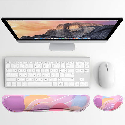 Dapesuom Enlarge Keyboard Wrist Rest, Memory Foam Wrist Cushion for Desk Mats Support, Cute Pain Relief Keyboard Mouse Pad Rests Set with Non-Slip Base for Gaming Laptop Office Computer, Green Leaf