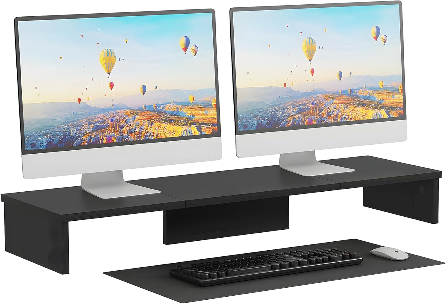Qupui Computer Monitor Stand Riser with Drawer and Pen Holders, Desk Organizer Shelf and Accessories, Office Desk Accessories, Office Organization, Black