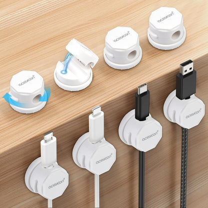 aceyoon 12 Pack Cable Clips, Strong Magnetic Cord Organizer Adhesive Cord Holder for Desk, Wire Holders for Cords for Nightstand/Home/Office/Car/Cubicle/Phone Charger/Computer