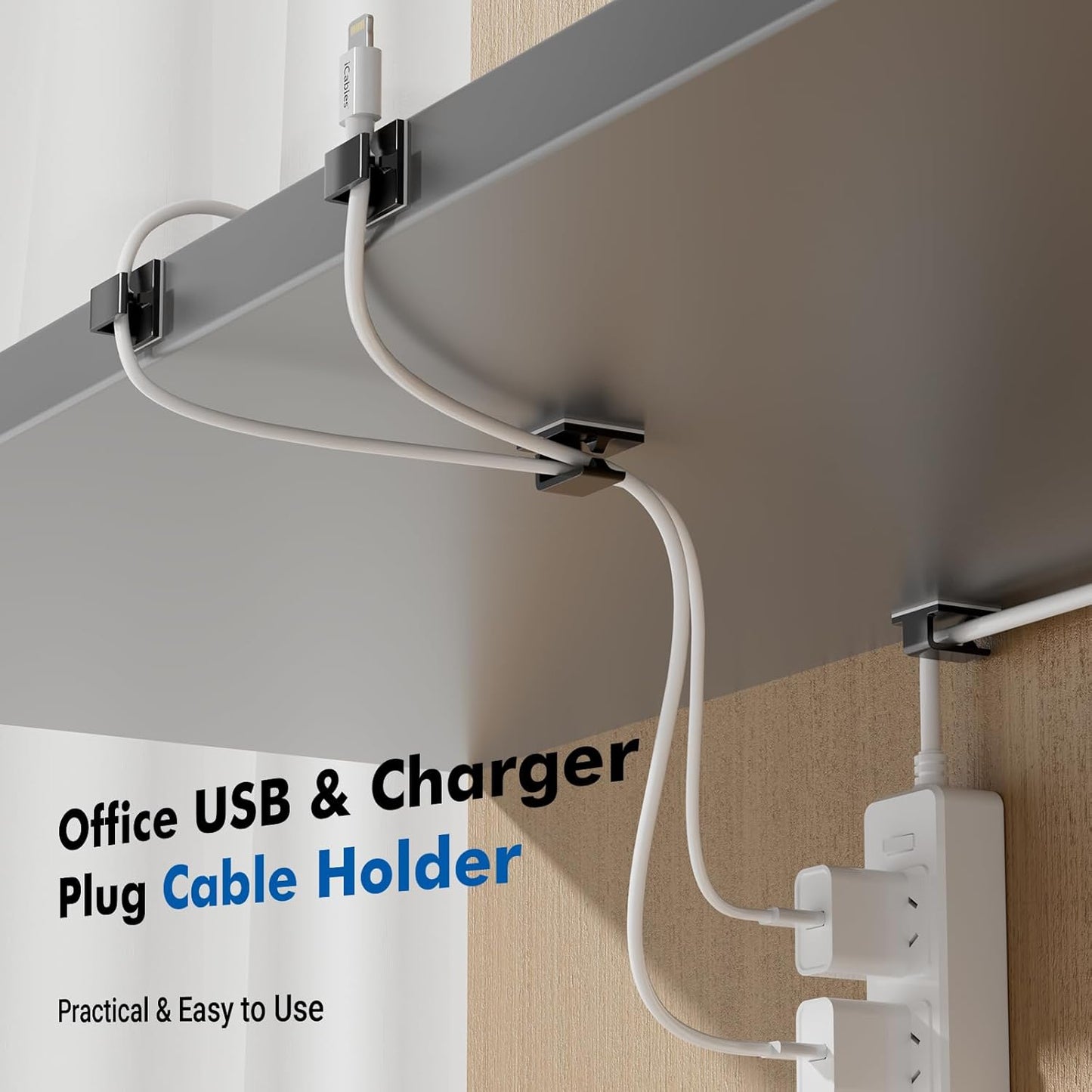 60Pcs Cable Clips, Small, Clear, Adhesive Wire Clips, Cable Management Wire Organizer Cord Holder for Under Desk, Car, Wall, TV PC Ethernet Cable