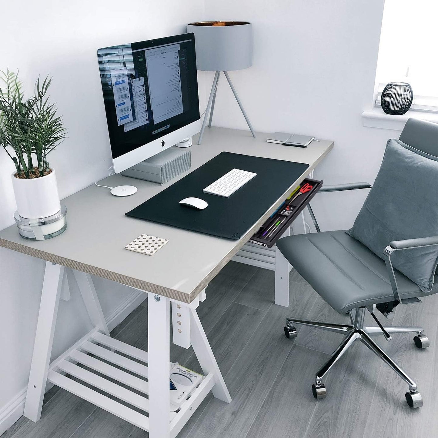 Mount-It! Large Under Desk Pencil Drawer | 21.25” W, Ball Bearing Slide-Out Organizer for Office Supplies, Paper & Pencils | Fits Desks Over 1” Thick, Adjustable Extension 16.25”–28”