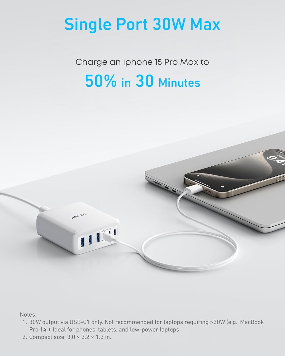 Anker Desktop Charger, Fast Charging USB C Charger with 112W Max 6-Port Desk Accessories for Home Office, Campatible with Multiple Devices, iPhone, iPad, MacBook, Galaxy and More (Cable Not Included)