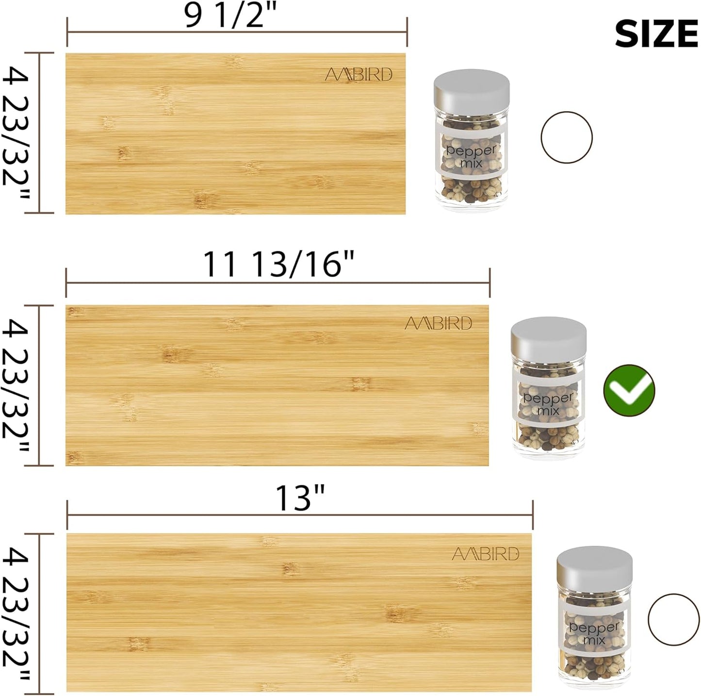 AMBIRD Spice Drawer Organizer, 4 Tier-2 Set Clear Spice Rack Tray Expandable From 11'' to 22'', Seasoning Organizer with non-slip tape for Kitchen, Cabinet, Drawers, Countertop(JARS NOT INCLUDED)