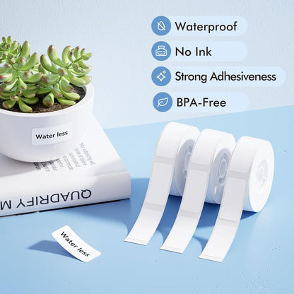 NIIMBOT White Cable Label Maker Tape for D11/D110/D101 Label Maker, 12.5 x 109 mm (0.49'' x 4.29''), 3 Rolls, Thermal Label for Home Office Labeling Tape Replacement