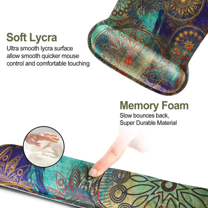 Keyboard Wrist Rest Pad Ergonomic Mouse Pad Set, ToLuLu Gel Mouse Pad Wrist Support for Computer Laptop, Mousepad Keyboard Wrist Support with Memory Foam for Easy Typing Pain Relief, Van Gogh Painting
