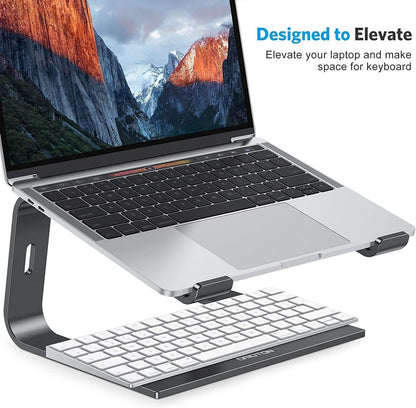 OMOTON Laptop Stand, Detachable Laptop Mount, Aluminum Laptop Holder Stand for Desk, Compatible with MacBook Air/Pro, Dell, HP All Laptops (11-16 inch), Silver