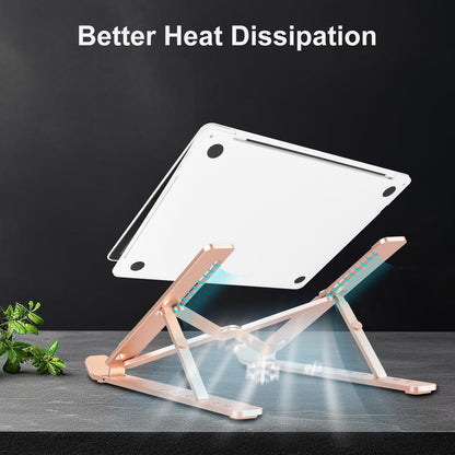 Ergonomic and Foldable Laptop Stand for Desk, Adjustable Riser, Fits All Laptops and Notebooks up to 17,Ultra-Thin,Ventilated Cooling,ABS+Silicone,Silver.