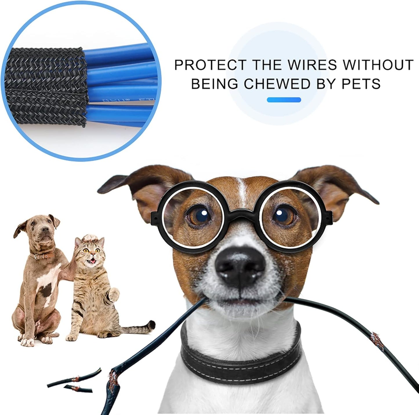 AGPTEK White Cable Sleeve, 2 Pack 5ft - 1.2 Inch Cable Management, Desk Cord Cover Organizer Wire Hider for Computer TV Wire Loom Tubing, Pet Proof Cord Protector from Cat Dog Chewing, White