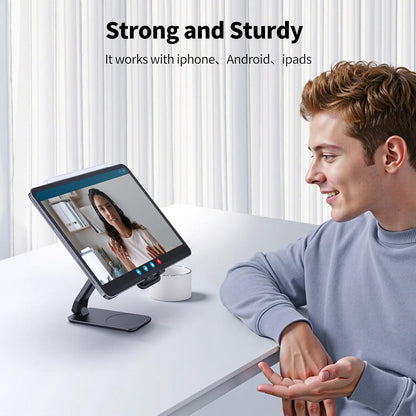 iWALK Magnetic Cell Phone Stand for Desk, Angle and Height Adjustable Mobile Phone Holder, Foldable Magnet Stand for iPhone 17 16 15 14 13 12 Pro Max and iPad, Cell Phone Holder for Samsung, White