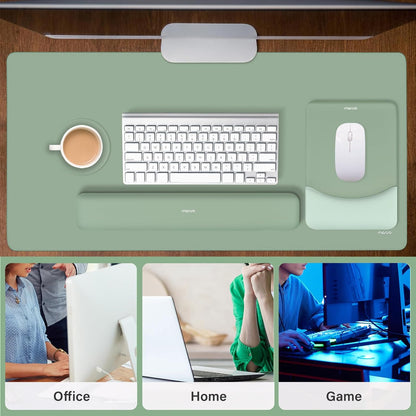 MOSISO Keyboard Mouse Pad Set, Large Gaming Mouse Pad&Rectangular Keyboard Wrist Rest&Mousepad with Wrist Rest&Coaster, Ergonomic Non-Slip&Easy Typing Pad with Curved Silicone Lining, Antique Green
