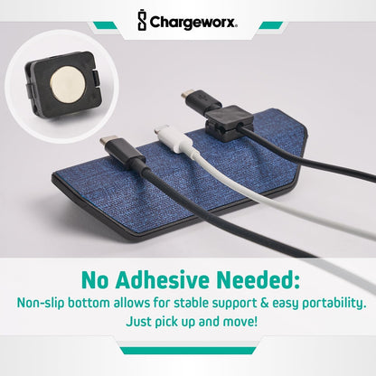 CHARGEWORX Magnetic Cable Organizer – Weighted Non-Adhesive Cord Holder with 3 Magnetic Clips for USB-C, Lightning & MagSafe Cables – Desk, Office & Nightstand Cable Management
