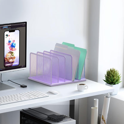 Kuntine.B Desk File Organizer 5 Sections Upright Mesh Desktop Organizer File Sorter Office Organization File Holder for Home, Office & Classroom