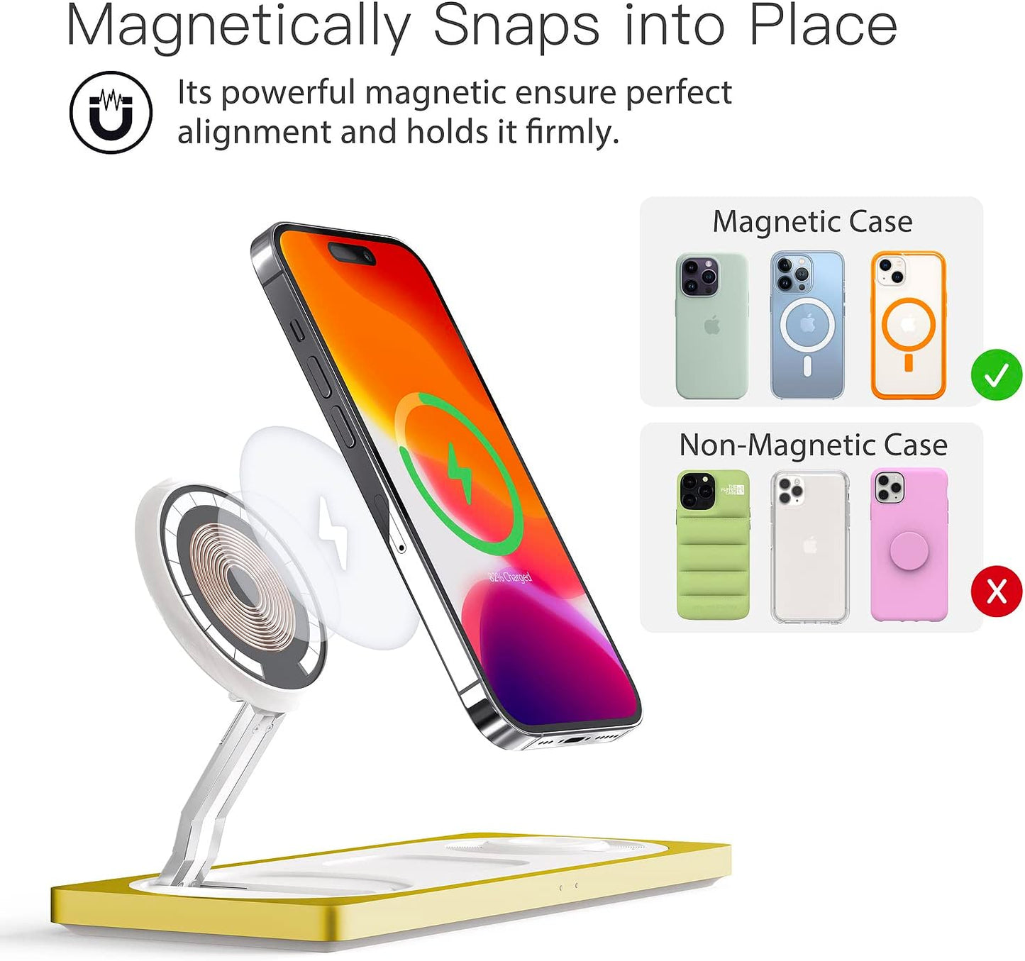 3-in-1 Charging Station for Apple Devices: Used for iPhone and Watch Charging Station with Magsafe Charger Stand, Wireless Charger for iPhone 17 Air 16 15 14 13 Series, Apple Watch Ultra, AirPods Pro
