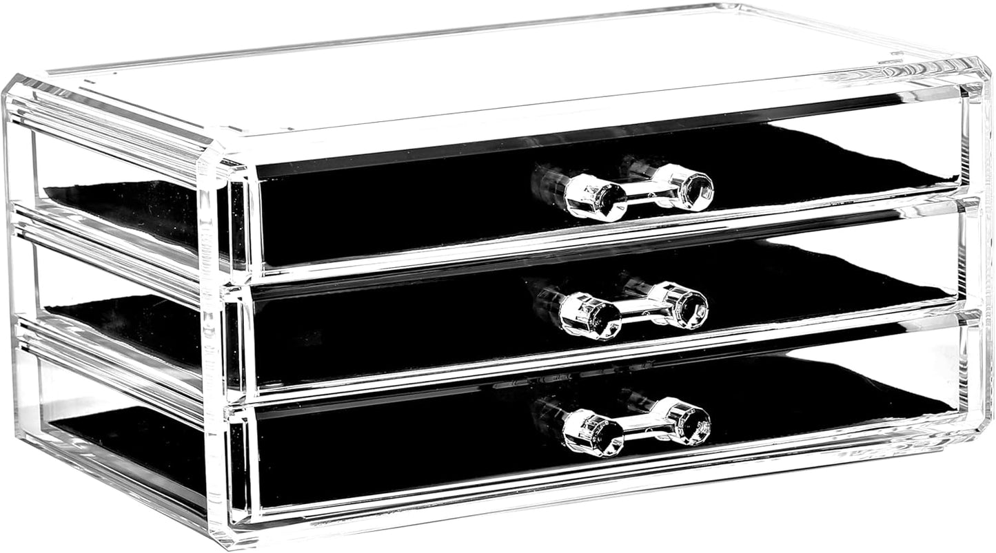 Ikee Design Acrylic Makeup Organizer with 4 Drawers and Removable Top Lipstick Holders, Ideal for Make-up or Accessories,Enhance Your Vanity or Bathroom with Clear Design for Quick Visibility