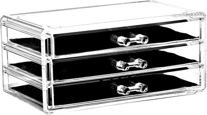 Ikee Design Acrylic Makeup Organizer with 4 Drawers and Removable Top Lipstick Holders, Ideal for Make-up or Accessories,Enhance Your Vanity or Bathroom with Clear Design for Quick Visibility