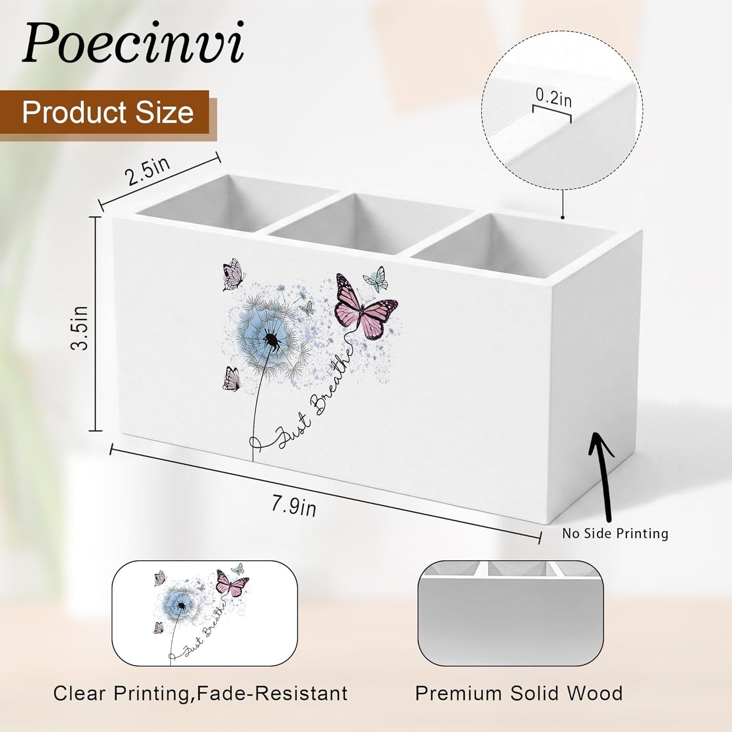 Blue Coquette Bow Pen Holder for Home Office Desk, Girly Office Decor, Preppy Blue Ribbon Bow Aesthetic Wooden Box Sign Pencil Holder for Desk Shelf Organizer