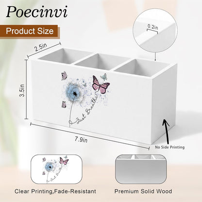 Blue Coquette Bow Pen Holder for Home Office Desk, Girly Office Decor, Preppy Blue Ribbon Bow Aesthetic Wooden Box Sign Pencil Holder for Desk Shelf Organizer