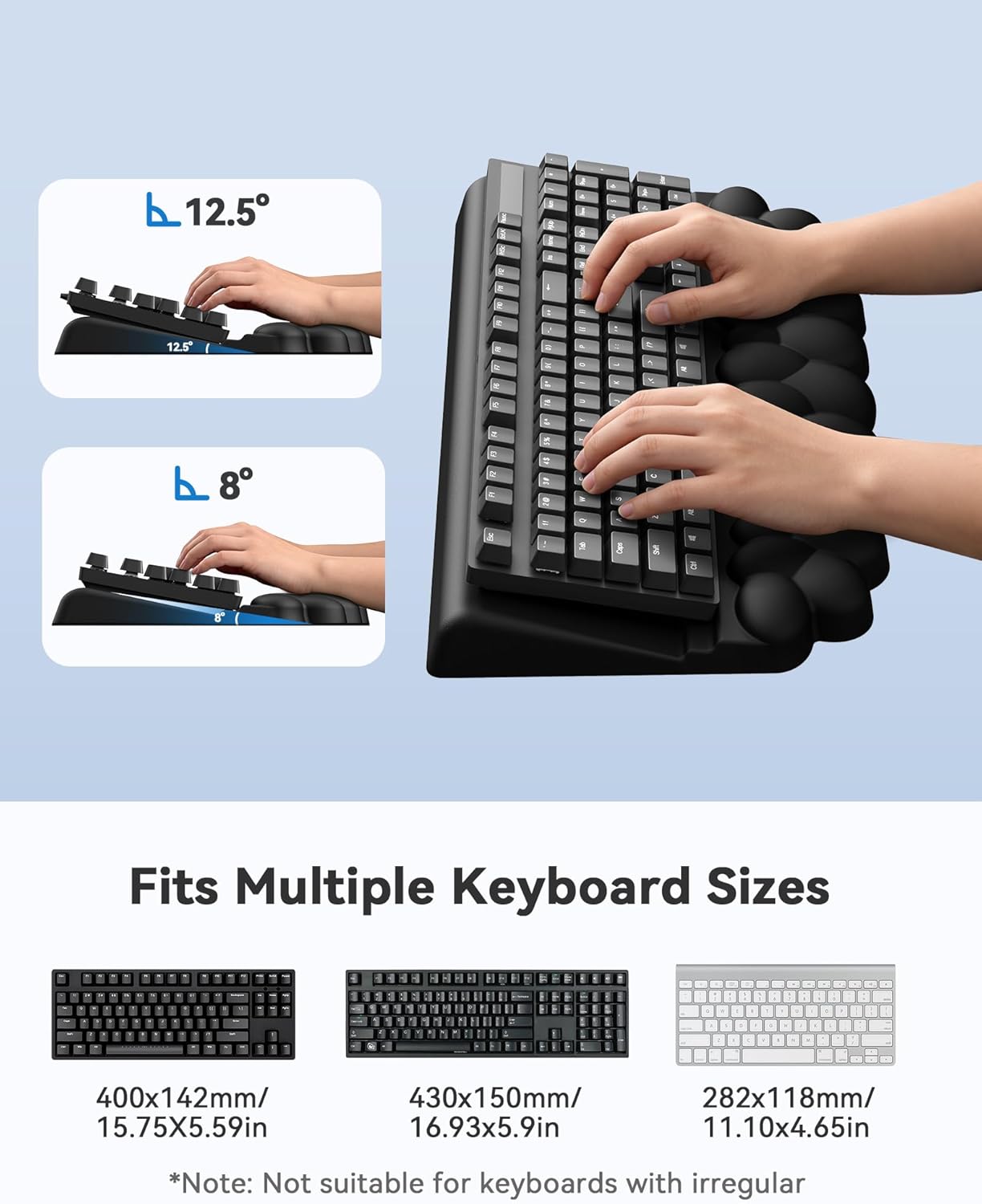 Laborio Cloud Wrist Rest for Keyboard and Mouse for Desktop, PU Leather Cloud Computer Keyboard Stand with Mouse Pad, Key Board Wrist Support Riser, Angle Adjustable Arm Rest(Black)
