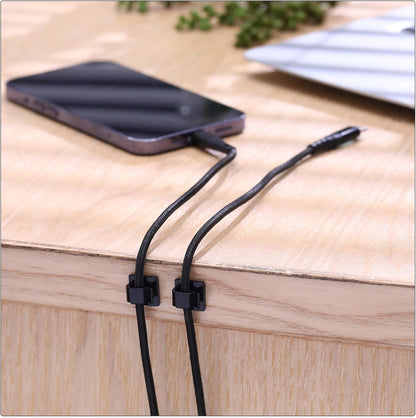 Hicarer 100 Pcs Adhesive Cable Clips Wire Clips Management Wire Cable Holder Clamps Tie Cord Holder for Car Outdoor Wall String Lights Desk Home Office(Small, White)
