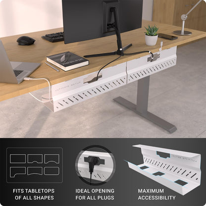 Under Desk Cable Management Tray no Drill – Wire Management - Cord Organizer – Huge Load Capacity – Under Desk Cable Tray no Drill (Black, 2 Pieces Set)