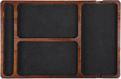 Homaisson 11.6×7.7×0.6" Wood Valet Tray for Men, Key Tray for Men, Acacia Wood Men's EDC Storage Dish for Nightstand, Desk Trays with Phone and Watch Slots