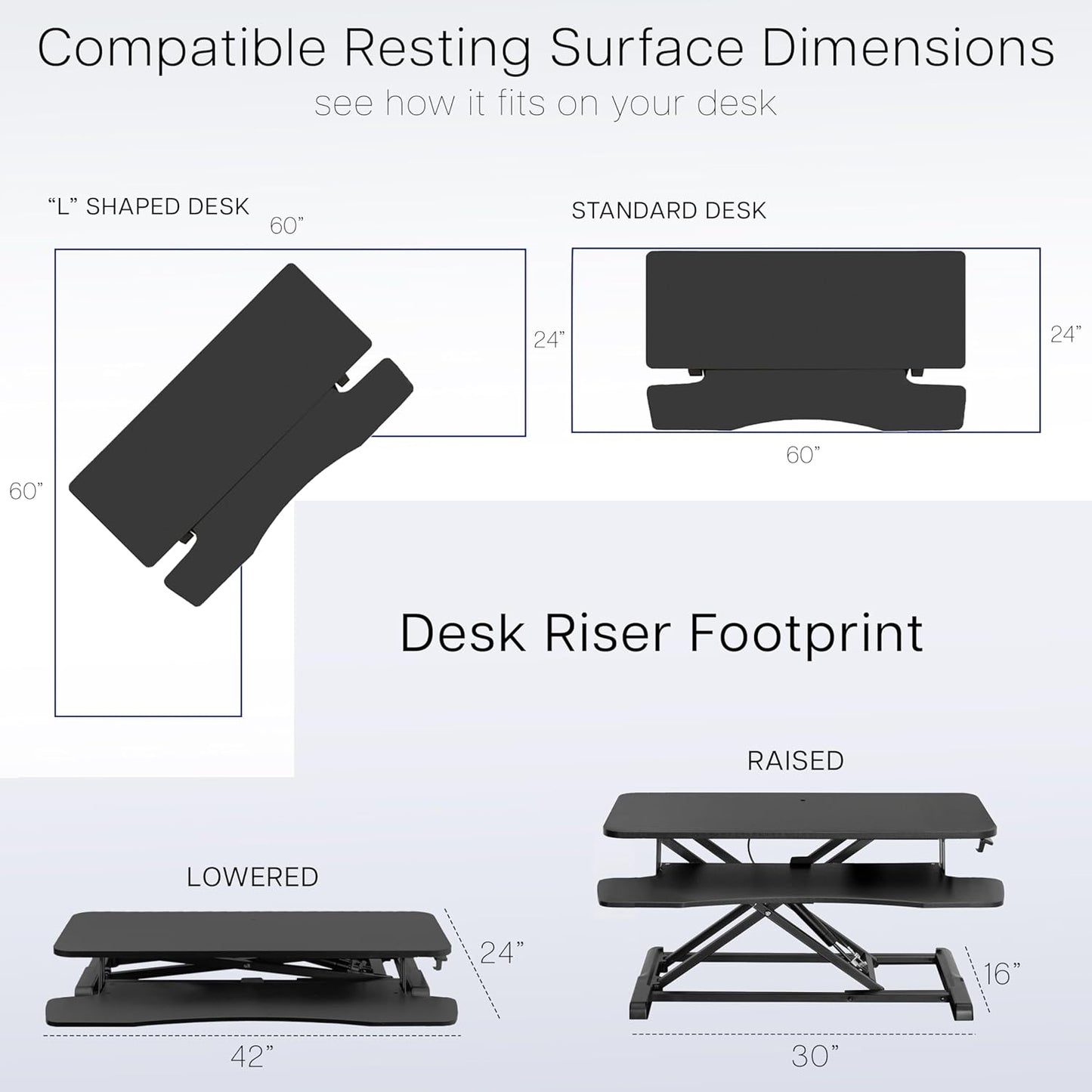 VIVO 26 inch Desk Converter, K Series, Height Adjustable Sit to Stand Riser, Dual Monitor and Laptop Workstation with Keyboard Tray, Black, DESK-V026KB