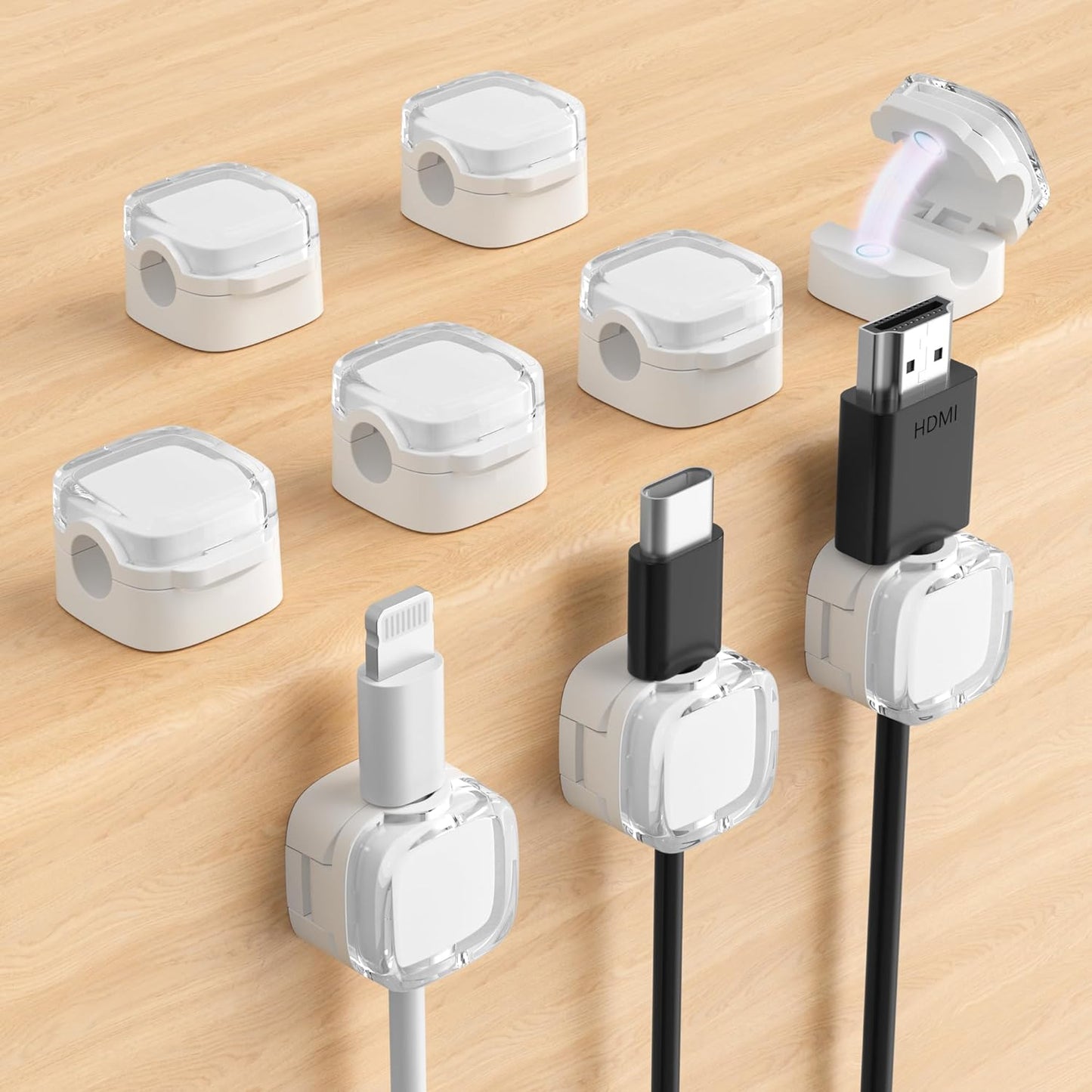 Magnetic Cable Clips, Adjustable Cord Holder Management, Adhesive Wire Keeper Organizer for Home Office Desk Phone PC Car Wall Desktop Nightstand Appliance (9-Pack Black Crystal)