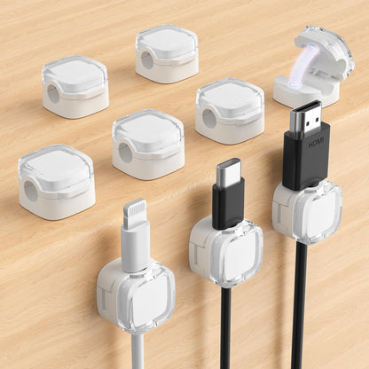 Magnetic Cable Clips, Adjustable Cord Holder Management, Adhesive Wire Keeper Organizer for Home Office Desk Phone PC Car Wall Desktop Nightstand Appliance (9-Pack Black Crystal)