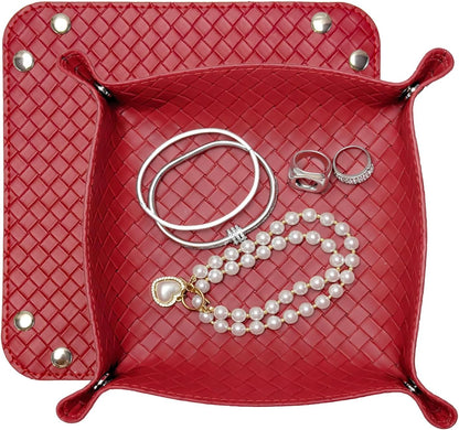 UnionBasic Medium Valet Tray, Jewelry Tray for Rings Watches Earrings, Entryway Catchall Caddy for Coins Keys Change, Nightstand Bedside Valet Holder, Trays for Electronic Gadgets, Candy Pink Plus - Colors B