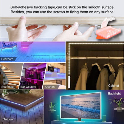 ATB- 100 Pack LED Strip Light Mounting Brackets, Self-Adhesive & Screw-in Dual Installation, LED Clips for 8-10mm (0.31-0.39in) Width, Height <2.8mm (0.11in) Indoor Strip Lights, Include 102 Screws