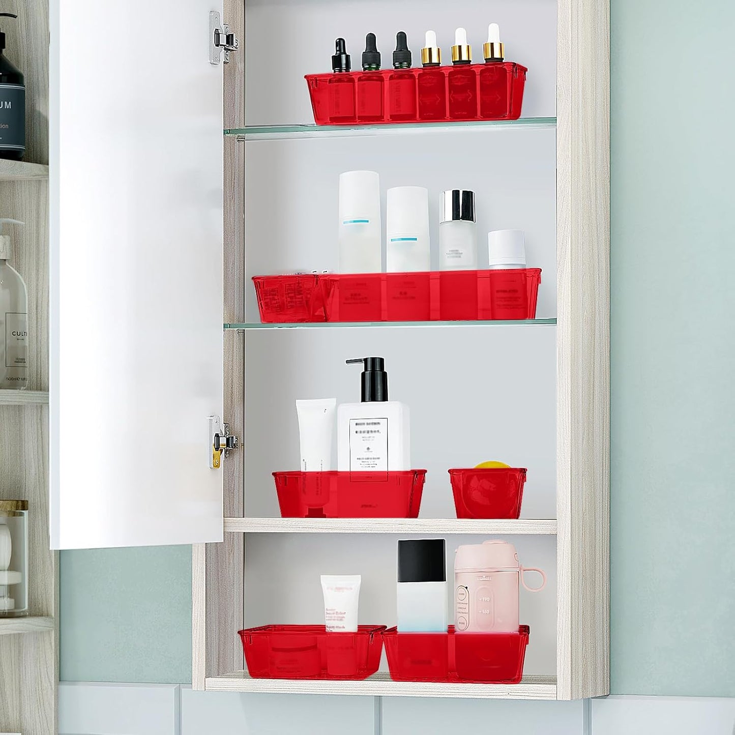 WOWBOX 25 PCS Clear Plastic Drawer Organizer Set, 4 Sizes Desk Drawer Divider Organizers and Storage Bins for Makeup, Jewelry, Gadgets for Kitchen, Bedroom, Bathroom, Office