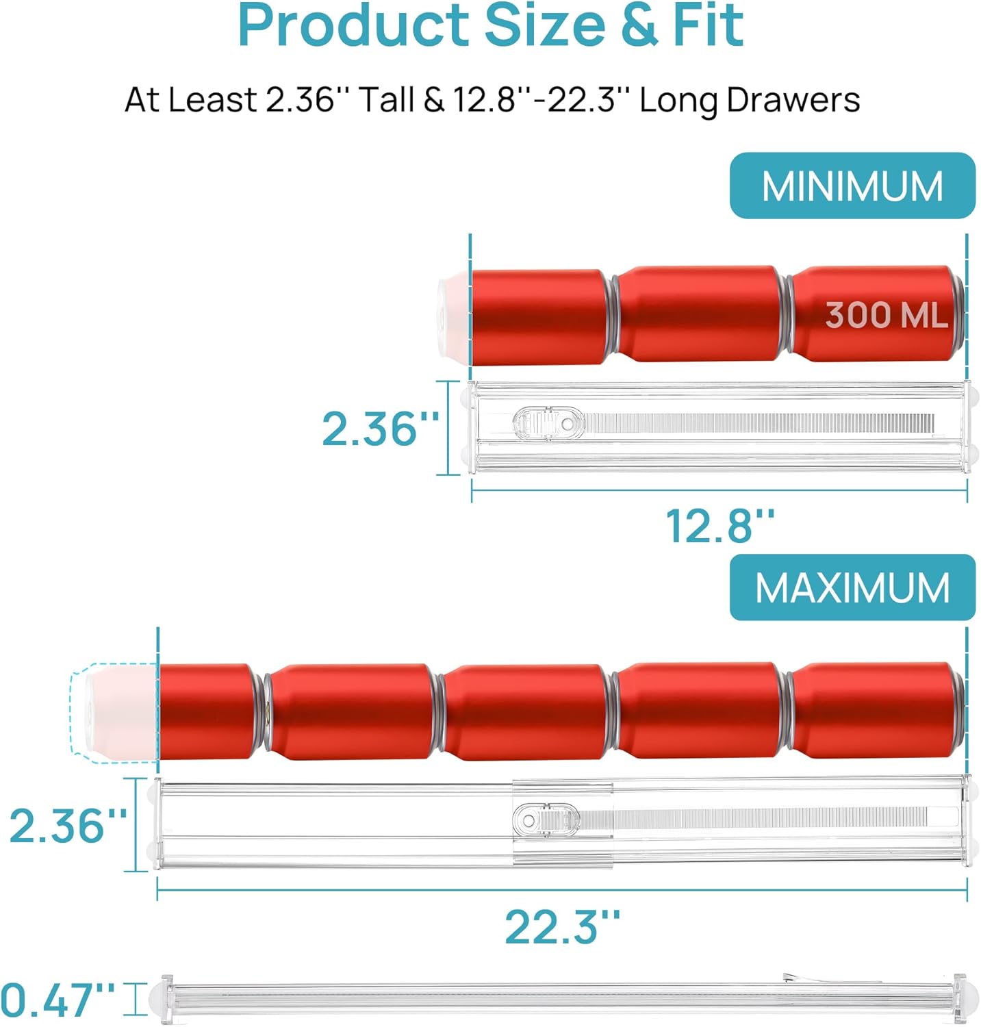 Vtopmart 8 Pack 6" Tall Upgrade Drawer Dividers for Big and Deep Drawer, 12.8"-22.3" Adjustable Expandable Dresser Drawer Organizer, Clear Plastic Separators for Dresser, Baby Supplies, Kitchenware