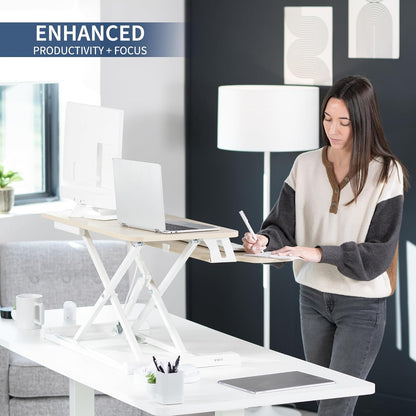 VIVO 26 inch Desk Converter, K Series, Height Adjustable Sit to Stand Riser, Dual Monitor and Laptop Workstation with Keyboard Tray, Black, DESK-V026KB