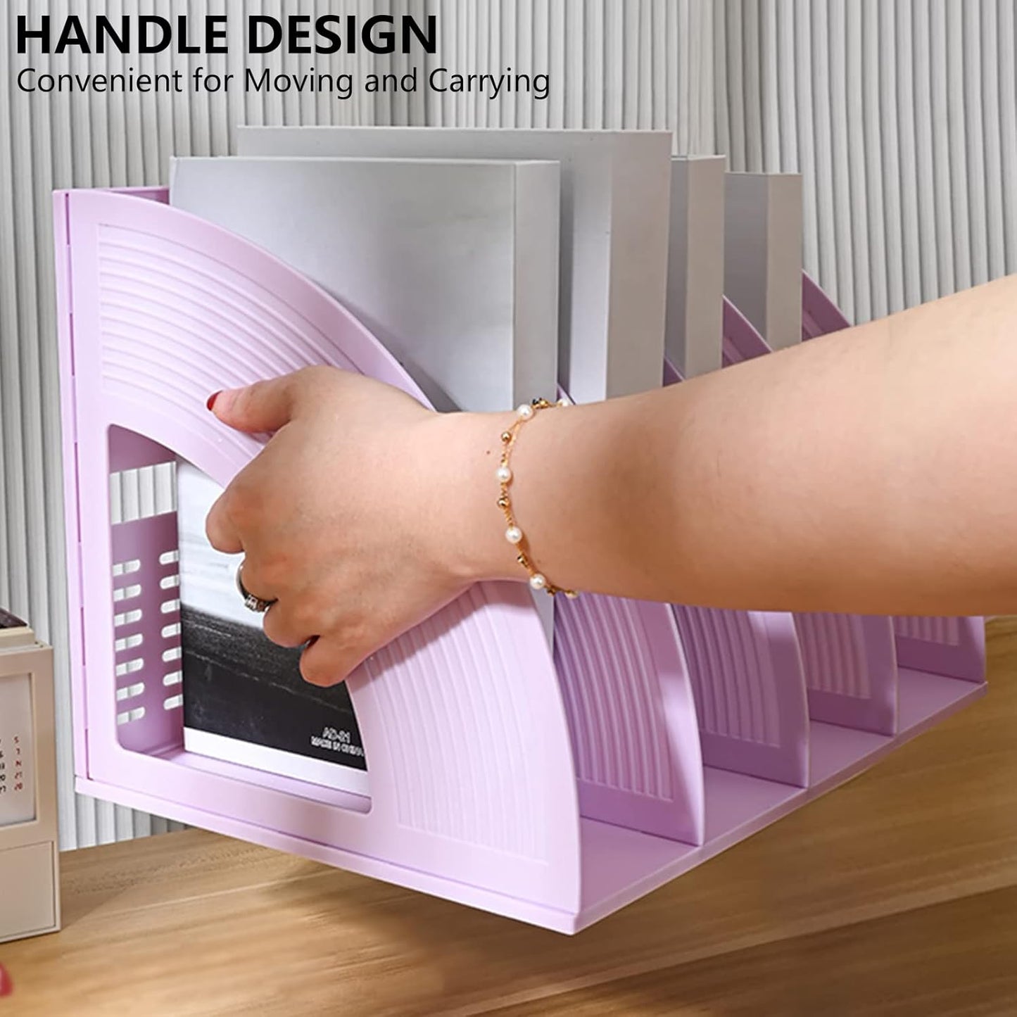 SAYEEC Magazine Holder Sturdy Binder Holder Desk File Sorter Plastic File Folder Organizer Stand Book Shelf Dividers Vertical Storage Rack Desktop Bookshelf Display Box for Office School Home (Black)
