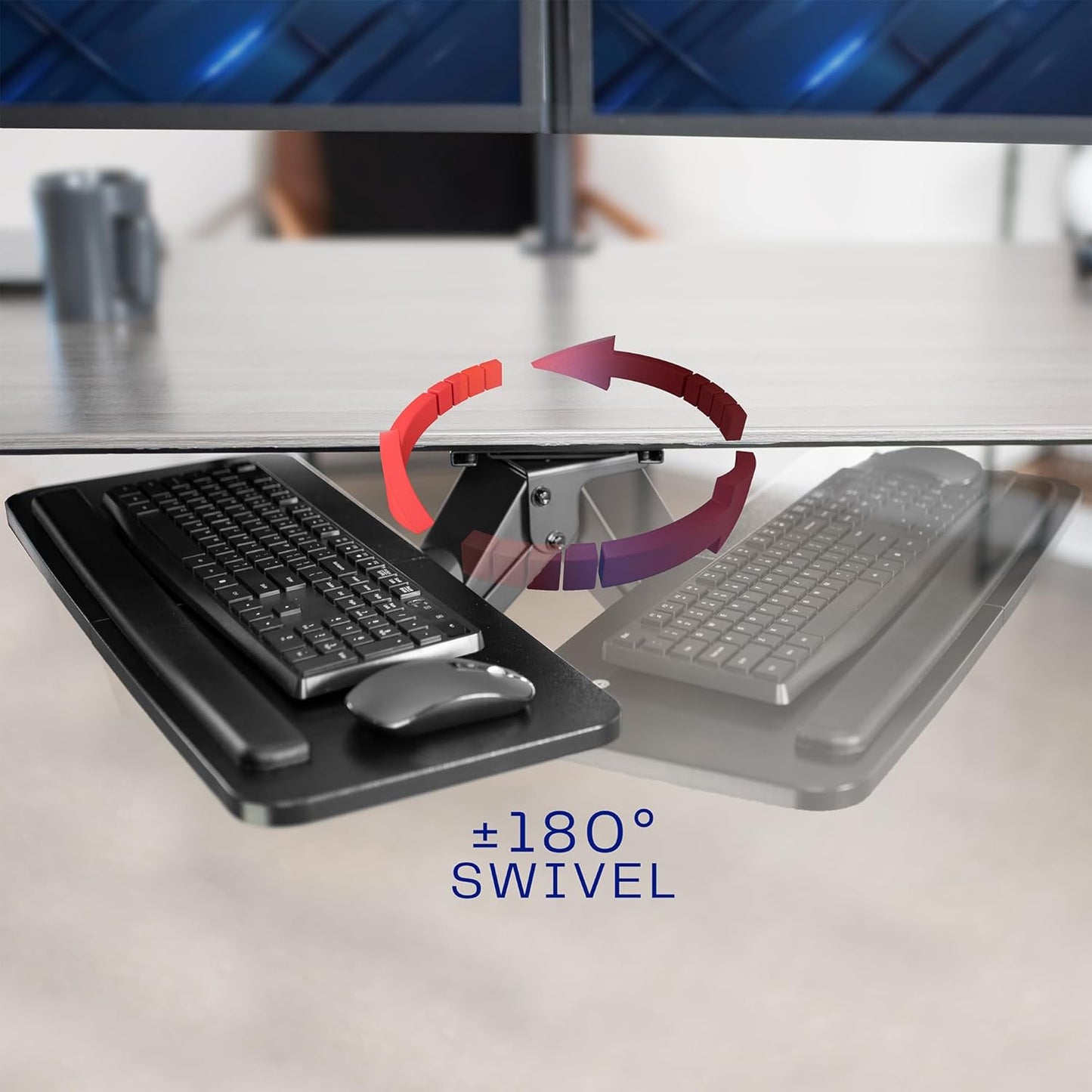 VIVO Adjustable Computer Keyboard & Mouse Platform Tray Ergonomic Under Table Desk Mount Drawer Underdesk Shelf (MOUNT-KB03B)