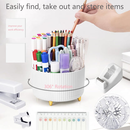 suniya Office Supplies,Gold Desk Accessories,with Stapler,Tape Dispenser,Pen Holder,Scissors,Phone Stand,Staple Remover,Ballpoint Pen,Clear Tape, Staples,Ruler,Clips,Best Gift for Business or Boss