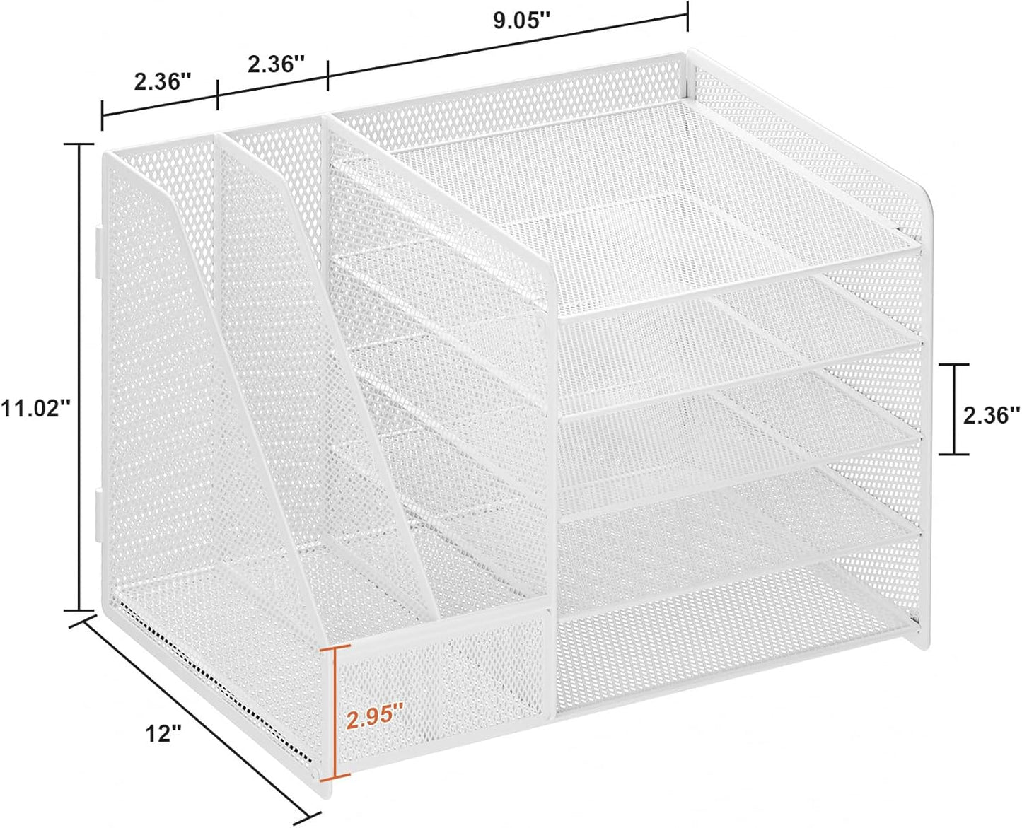Marbrasse Desk Organizer with File Holder, 5-Tier Paper Letter Tray Organizer with Drawer and 2 Pen Holder, Mesh Desktop Organizer and Storage with Magazine Holder for Office Supplies(Black)