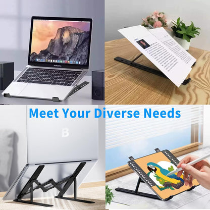 Leeboom Ergonomic Laptop Stand for Desk, 360° Rotating Aluminum Laptop Riser, Adjustable Notebook Holder for MacBook Air/Pro, Dell, HP, Lenovo (10–15.6", Silver) – Not for Gaming Laptops