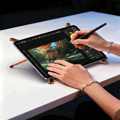 Laptop Stand for Desk, Adjustable Aluminum Alloy Magnetic Foldable Phone Stand, 8 Level Height Adjustable Laptop Stand, 3 in 1 Computer Riser for Phone, Tablet and Laptop