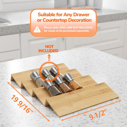 AMBIRD Spice Drawer Organizer, 4 Tier-2 Set Clear Spice Rack Tray Expandable From 11'' to 22'', Seasoning Organizer with non-slip tape for Kitchen, Cabinet, Drawers, Countertop(JARS NOT INCLUDED)
