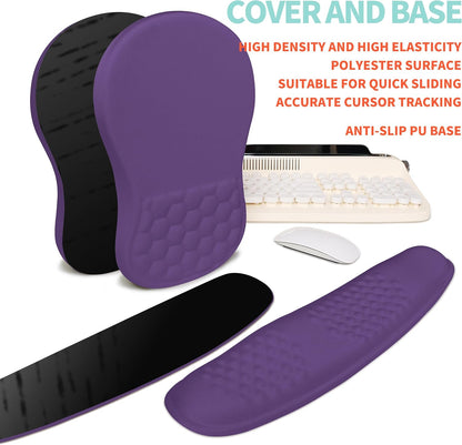 2-in-1 Ergonomic Set, Wave Rise Keyboard Wrist Rest and Massage Bulge Slope Mouse Pad Wrist Support, Cushion Memory Foam Integrated to Relieve Wrist Pain, Black