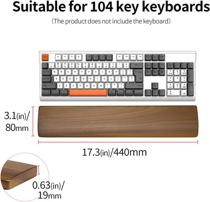 Walnut Wooden Wrist Rest for Mechanical Keyboard, Ergonomic Design for Wrist Pain Relief, Smooth No Odor and Easy to Clean, Support Wrist to Coding Typing and Playing (for 104 Key)
